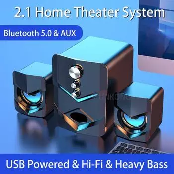 Динамики звуковой панели Bluetooth для настольных компьютеров — питание от USB, дополнительный вход 3,5 мм, совместимые с ПК, ноутбуками, телефонами AUX чёрный