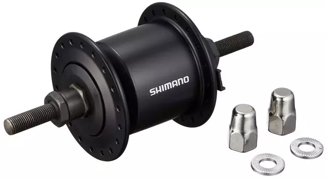 Динамо-втулка SHIMANO DH-C2100 черная 32H гайка тип J2-A 6V-0.9W OLD:100 мм ADHC2100NWEDLS1
