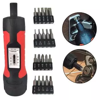 Динамометрическая отвертка с ручным управлением, 1/4-дюймовый приводной ключ, нескользящий, 10-65 дюйм-фунтов 1set