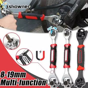 Динамометрический ключ 8 в 1, универсальный шлицевой ключ с храповым механизмом, многофункциональный ключ с болтами на 360 градусов, ручные инструменты для ремонта автомобиля, гаечный ключ Black (non magnetic)