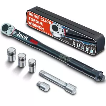 Динамометрический ключ для замены автомобильных шин Jneit Drive mm Nm Динамометрический ключ с предустановленным крутящим моментом 125 мм Удлинитель Переходная головка Черный 12,7 (1/2 дюйма) 10~120 3/8 чёрный