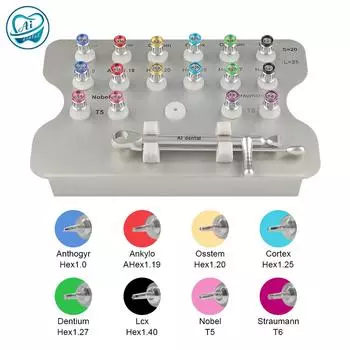 Динамометрический ключ для зубных имплантатов AI-TW-TC8 Цветной винт Оборудование из нержавеющей стали