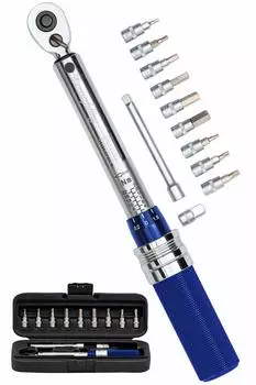 Динамометрический ключ Samuriding для велосипеда, адаптер для преобразования в шоссейный велосипед, в комплекте [стопорное кольцо/большая шкала] 6,35 мм (1/4 дюйма) 2-24Н·м 9,5мм (3/8 дюйма) синий