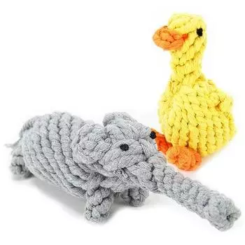 Ding Dong Pet Dog Нитка Игрушка Утка 8 x 13 см + Слон 23 x 6 см Набор, корейский шампунь для домашних животных