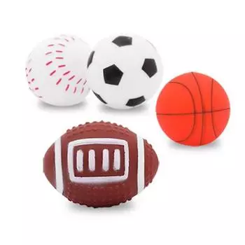 Ding Dong Pet Pet Play Ball Squeak Toy Набор из 4 штук маленького размера, разные цвета, 1 комплект