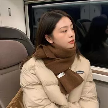 Ding Walking Теплый однотонный шарф для женщин, осенне-зимний, универсальный, модный, студенческий, вязаный шарф для мужчин, новый слоновая кость