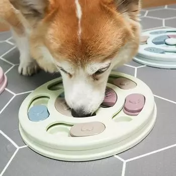 Dingdong Pet Головоломка для развития интеллекта домашних животных, игрушка-закуска, игрушка IQ, круглая, диаметр 23 см x высота 2,5 см, мятная, 1 шт.