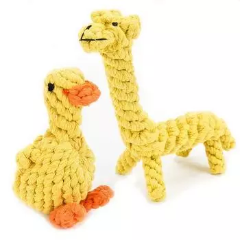 Dingdong Pet игрушка из пряжи для собак утка 8 х 13 см + жираф 14 х 21 см набор, разные цвета, 1 комплект