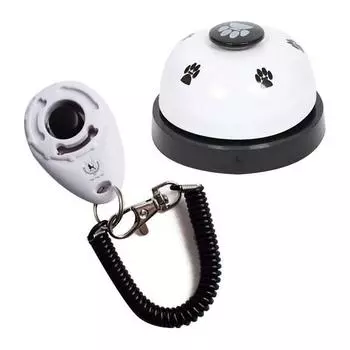 Dingdong Pet кольцо-кликер + колокольчик для собаки, колокольчик (белый), зазывала (белый), 1 комплект