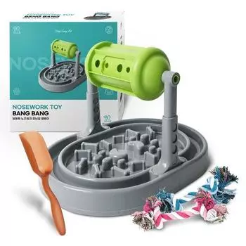 Dingdong Pet Nose Work Toy Bang Bangi + Совок для закусок + 2 вида веревочных игрушек, зеленый, 1 шт.