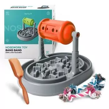Dingdong Pet Nose Work Toy Bang Bangi + Совок для закусок + 2 вида веревочных игрушек, оранжевый, 1 шт.
