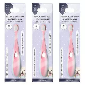Dingdong Pet Pet Мягкая зубная щетка с ультратонкой щетиной S, розовая, 3 шт., корейский шампунь для домашних животных
