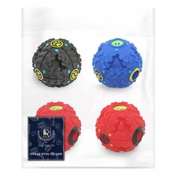 Dingdong Pet Pet Tire Snack Ball, набор из 4 шт., S 7,5 см, черный, красный, синий, 1 комплект