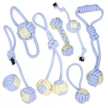 Dingdongpet игрушка из кремовых ниток для домашних животных, набор из 8 предметов, синий, 1 комплект