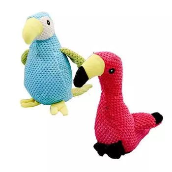 Dingdongpet Pet Fly Bird Кукла в рубчик с попугаем, набор 18см + 16см, разные цвета, 1 комплект