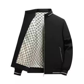 Dingmao Men s Fashionable Casual Stand Up Collar Solid Color Jacket, Light Business Minimalist Jacket 8XL чёрный