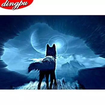 DINGPU 5D Алмазная картина Пейзаж Полный круглый Алмазная вышивка Мозаика Украшение дома 20X30CM