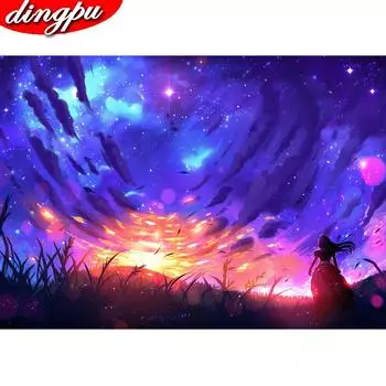 DINGPU 5D Алмазная картина Полная дрель Круглая Алмазная вышивка Алмазное искусство Домашнее украшение 20X30CM