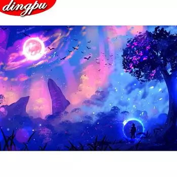 DINGPU 5D Алмазная картина Полная дрель Круглая Алмазная вышивка Домашнее украшение Алмазное искусство 20X30CM