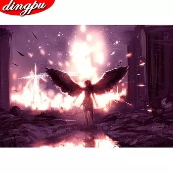 DINGPU 5D Алмазная картина Полный дрель Круглые цветы Алмазная художественная вышивка Крестом Украшение дома 20X30CM