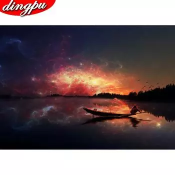DINGPU 5D Алмазная картина Полный круглый Алмазная вышивка Крестом Стразы Декор Искусство 20X30CM