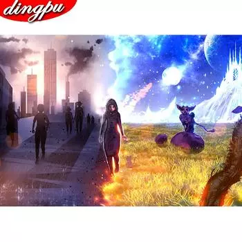 DINGPU 5D Алмазная картина Полный круглый Алмазная художественная вышивка Распродажа Украшение дома Подарок 20X30CM