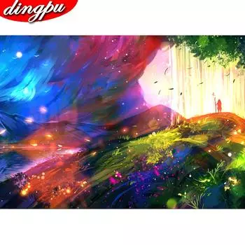DINGPU 5D Алмазная картина Полный круглый дрель DIY Алмазная вышивка Крестом Украшение дома 20X30CM