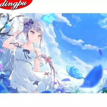DINGPU 5d Алмазная картина Прибытие Пейзаж Гостиная Украшение стены Мозаика Пейзаж Алмазное искусство 20X30CM красный
