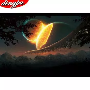 DINGPU 5D Алмазная живопись Полный круглый сверло Алмазная вышивка Пейзаж Домашнее украшение 20X30CM