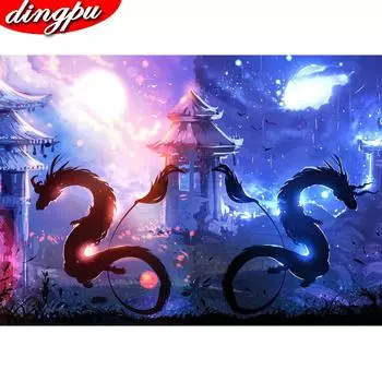 DINGPU Алмазная картина 5D Пейзажная вышивка Пирамида Мозаика Украшение дома 20X30CM