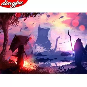 DINGPU Алмазная картина 5D Полная круглая вышивка Домашнее украшение Мозаика Вышивка крестиком Подарок ручной работы 20X30CM