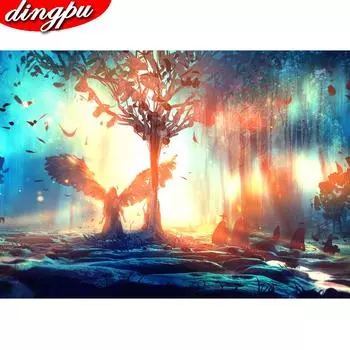 DINGPU Алмазная картина 5D Дом Полный Круглый Алмазный Художественная Вышивка Мозаика Украшение Дома Подарок 20X30CM