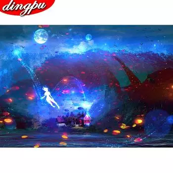 DINGPU DIY Алмазная картина 5D Полная дрель Круглая алмазная вышивка Украшение дома Алмазное искусство 20X30CM