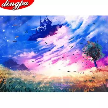 DINGPU полная дрель круглая алмазная картина вышивка крестиком цветы Алмазная вышивка украшение дома алмазное искусство 20X30CM