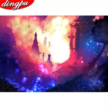 DINGPU Полная дрель круглая алмазная картина 5D Пейзаж Алмазная художественная вышивка мозаика украшение для дома 20X30CM