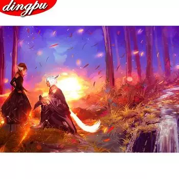 DINGPU Полная дрель круглая алмазная картина 5D алмазное искусство вышивка пейзаж украшение дома 20X30CM
