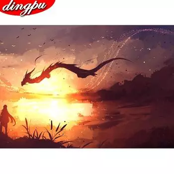 DINGPU полная дрель круглая алмазная живопись Алмазная художественная вышивка украшение дома мозаика подарок ручной работы 20X30CM