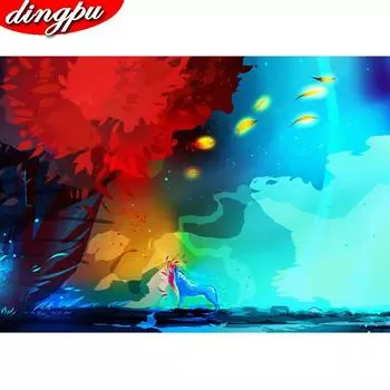 DINGPU Полная круглая Алмазная картина 5D Алмазная художественная вышивка Украшение дома 20X30CM