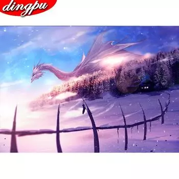 DINGPU Полная круглая алмазная живопись 5D алмаз искусство вышивка пейзаж мозаика домашнее украшение подарок 20X30CM