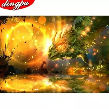 DINGPU Полный сверло Круглый Алмазная живопись 5D Алмаз Искусство Вышивка Пейзаж Мозаика Домашнее украшение 20X30CM