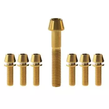 Dingtai 1pcs M6X35m Titanium Bike Headset Bolt and 6pcs M5 x16 18 20mm Bike Stem Titanium Bolts (Gold, M5x20mm)