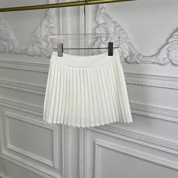 Dinini Homemade White Pleated Skirt Women s Spring/Summer New Gray Skirt Black A- line Suit Skirt Skirt