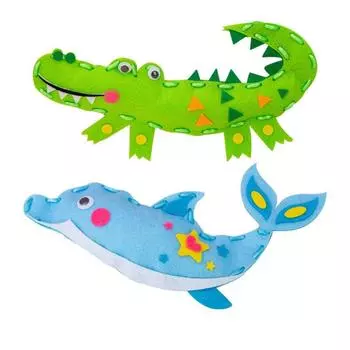 Dinosaur Animal Non-woven Dolls Sewing Dinosaur Sewing Set DIY Sewing Craft Kit Toys Kindergarten Dolphin