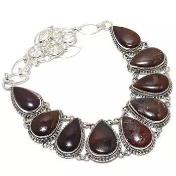 Dinosaur Bone Gemstone Handmade Ethnic 925 Silver Necklace 18 JCN353-79