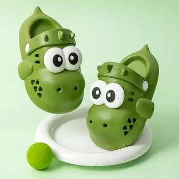 Dinosaur cute children s slippers boys and girls summer indoor and outdoor wear non-slip wear-resistant home cool slippers hole shoes cute 130mm зелёный