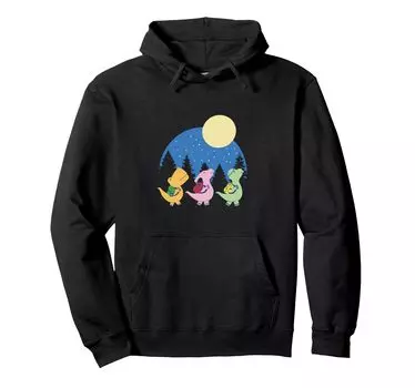 Dinosaur Night Moon Star Walking Backpack Friends Adventure Hoodie чёрный
