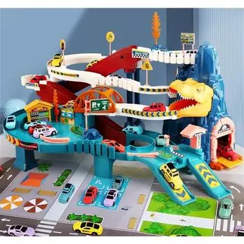 Динозавр Panshan Highway Combination Rail Car Railway Track Car Toy Model Urban Puzzle Toys for Children Boy Birthday Gifts