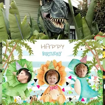 Dinosaur Party Backdrop Photo Prop Dinosaur Birthday Party Decoration Kids Baby Shower Jungle Dino Party Supplies Background