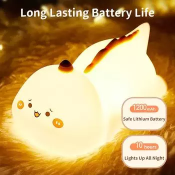 Dinosaur Silicone Night Light,Cute Animal Lamp,Touch Sensor Bedside Lights for Home Kids Girls Boys Birthday Gift Christmas Deco