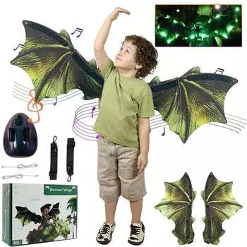 Dinosaur Wings Fun Electric Clapping Butterfly Feathers Kids Light Up Back Decoration Halloween Music Lights Bionic Toys белый